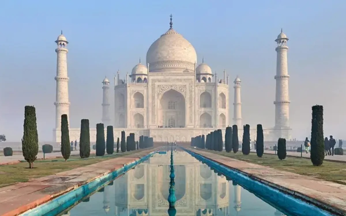 The iconic Taj Mahal in India, a breathtaking monument of love with stunning architecture.